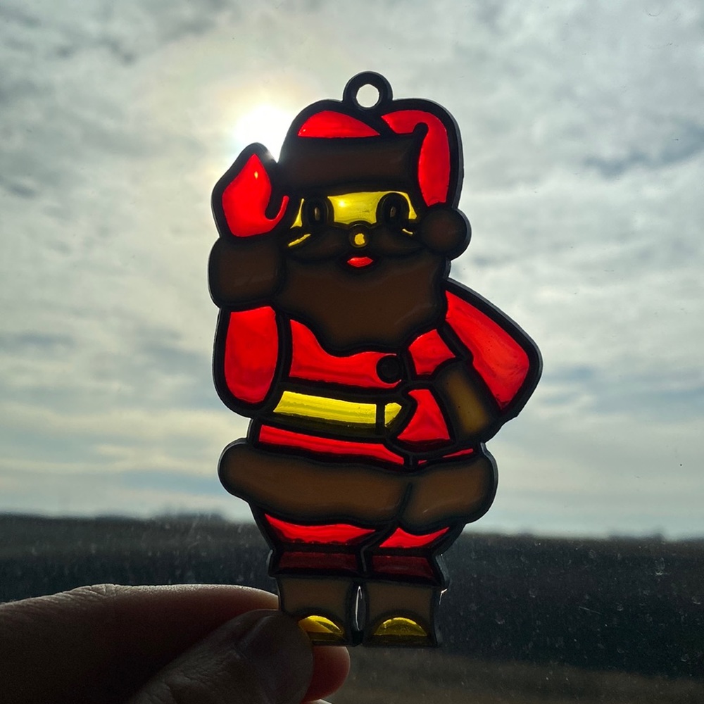 Vintage Santa Stained Glass Sun Catcher
